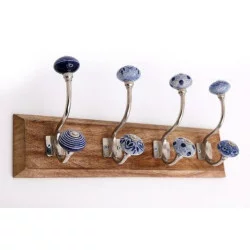 PATERE 4 CROCHETS BLEU/BLANC 44CM