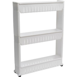 MEUBLE BLANC 3 ETAGERES SUR ROULETTES PL