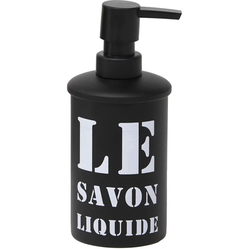 DISTRIBUTEUR DE SAVON NOIR EN MÉTAL IMPRIMÉ 330 ML D8xH18cm