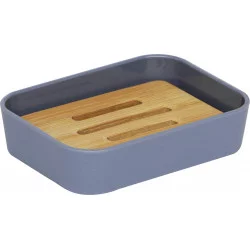 PORTE SAVON GRIS RUBBER + ABS ET BAMBOU