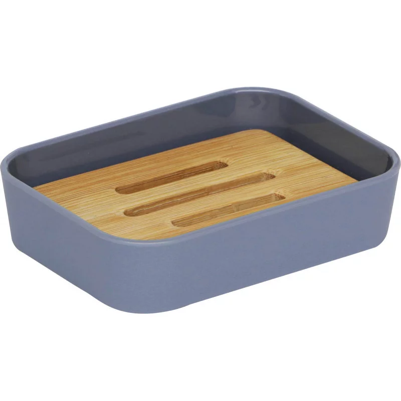 PORTE SAVON GRIS RUBBER + ABS ET BAMBOU