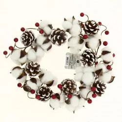 COURONNE DE NOEL AVEC COTON D30CM