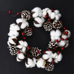 COURONNE DE NOEL AVEC COTON D30CM