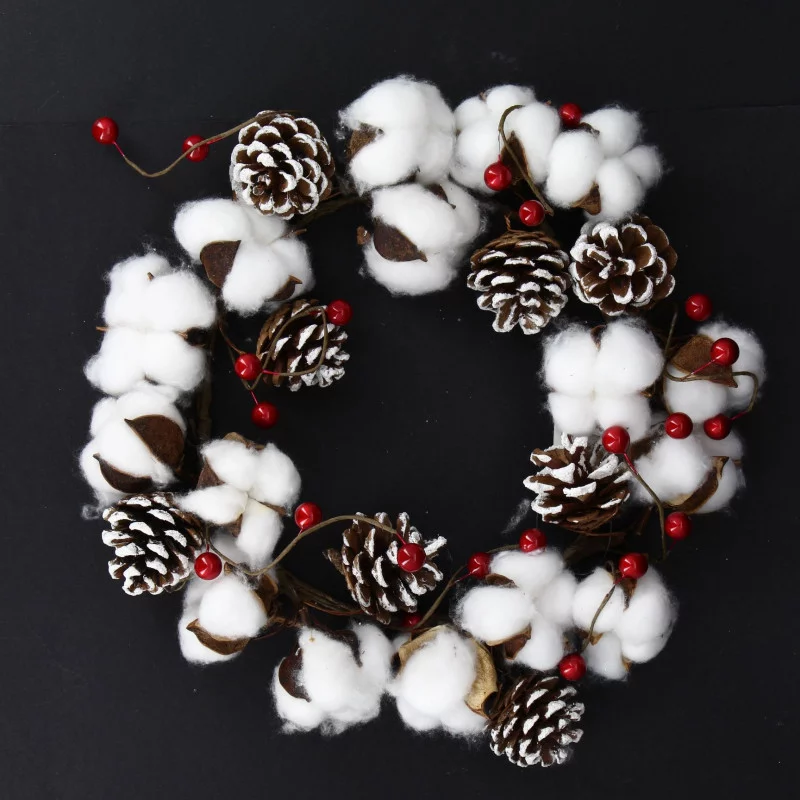 COURONNE DE NOEL AVEC COTON D30CM