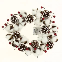 COURONNE DE NOEL AVEC COTON D30CM