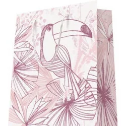 SAC CADEAU TOUCAN ROSE 26x13x32 cm
