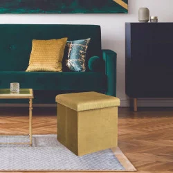 COFFRE POUF PLIABLE VELOURS COTELE GIULI