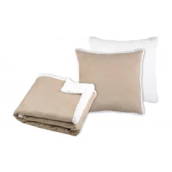 PLAID 125X150cm AVEC COUSSIN 40X40cm CAMEL QUEBEC