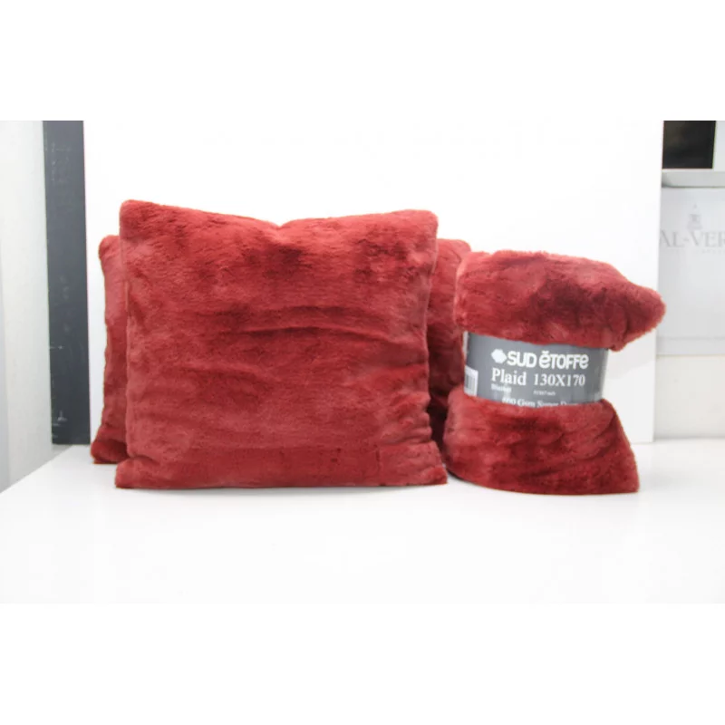 PLAID DOUCEUR 130x170cm TERRE ROUGE EFFET FOURRURE