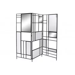 PARAVENT METAL VERRE 180X1,5X170 NOIR