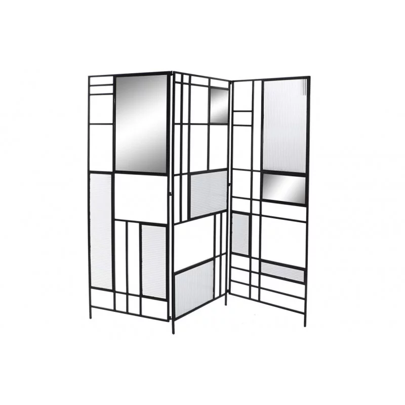 PARAVENT METAL VERRE 180X1,5X170 NOIR