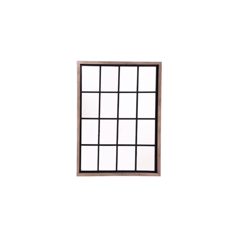 MIROIR ATELIER BOIS FONCÉ 80X60CM