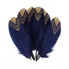 6 PLUMES ETHNIQUE MARINE ET OR 18-20CM