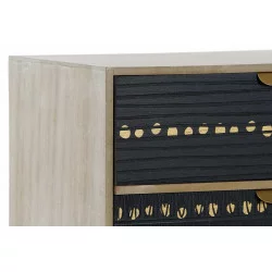 TABLE DE CHEVET NOIR 3 TIROIRS EN BOIS MDF 42x30x55cm
