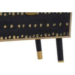 TABLE DE CHEVET NOIR 3 TIROIRS EN BOIS MDF 42x30x55cm