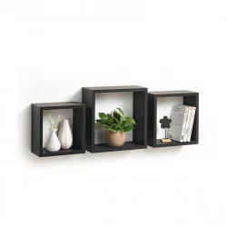 SET 3 CUBES NOIR 23CM/26.5CM/30CM EPAIS