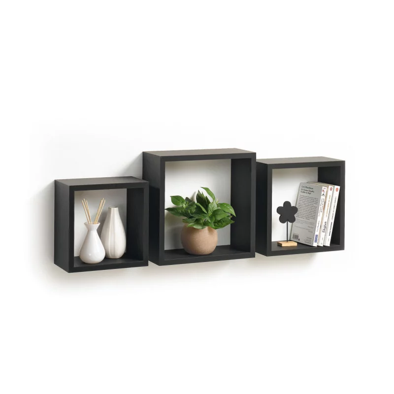 SET 3 CUBES NOIR 23CM/26.5CM/30CM EPAIS