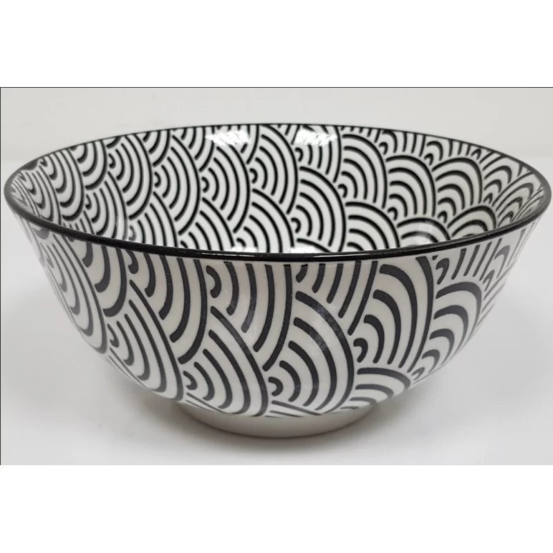 BOL EVENTAIL D 15.50CM EN PORCELAINE NOI