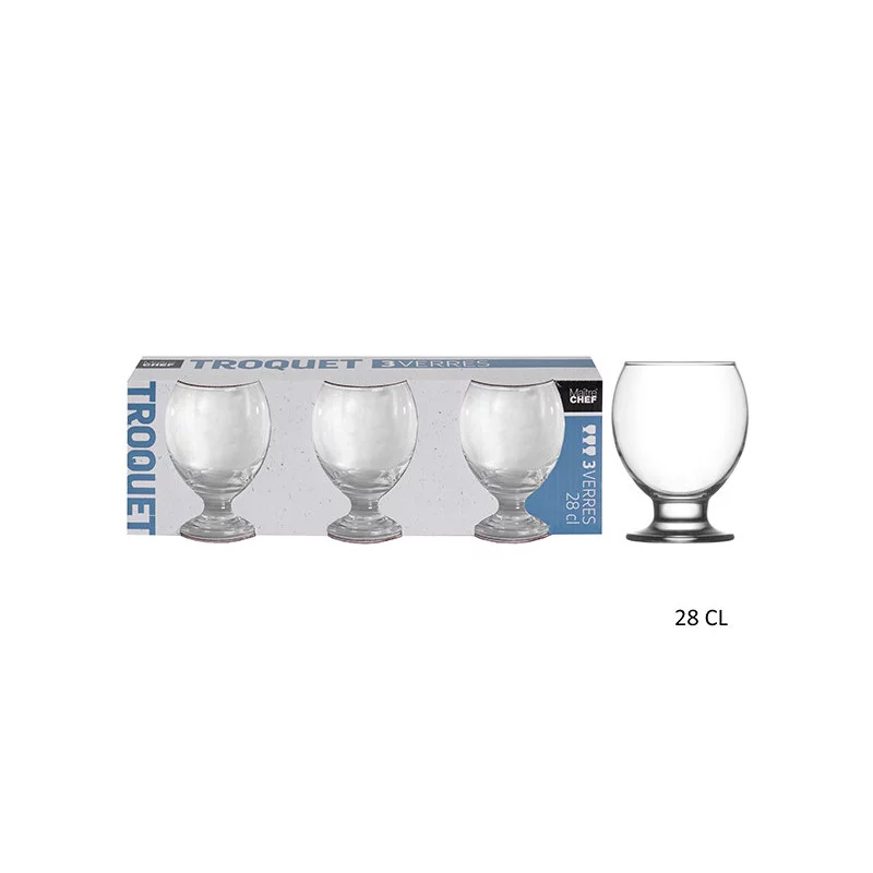 3 VERRES TROQUET LD 28CL