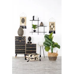 TABLE DE CHEVET NOIR 3 TIROIRS EN BOIS MDF 42x30x55cm