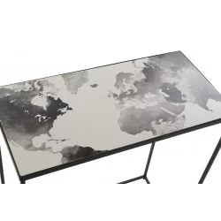 CONSOLE MONDE METAL 60X30X67CM NOIR