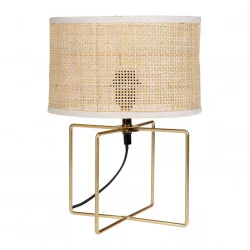 LAMPE METAL PAILLE YUCA BEIGE DOREE