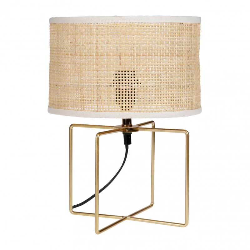 LAMPE METAL PAILLE YUCA BEIGE DOREE