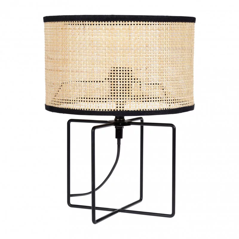 LAMPE METAL PAILLE YUCA NOIRE