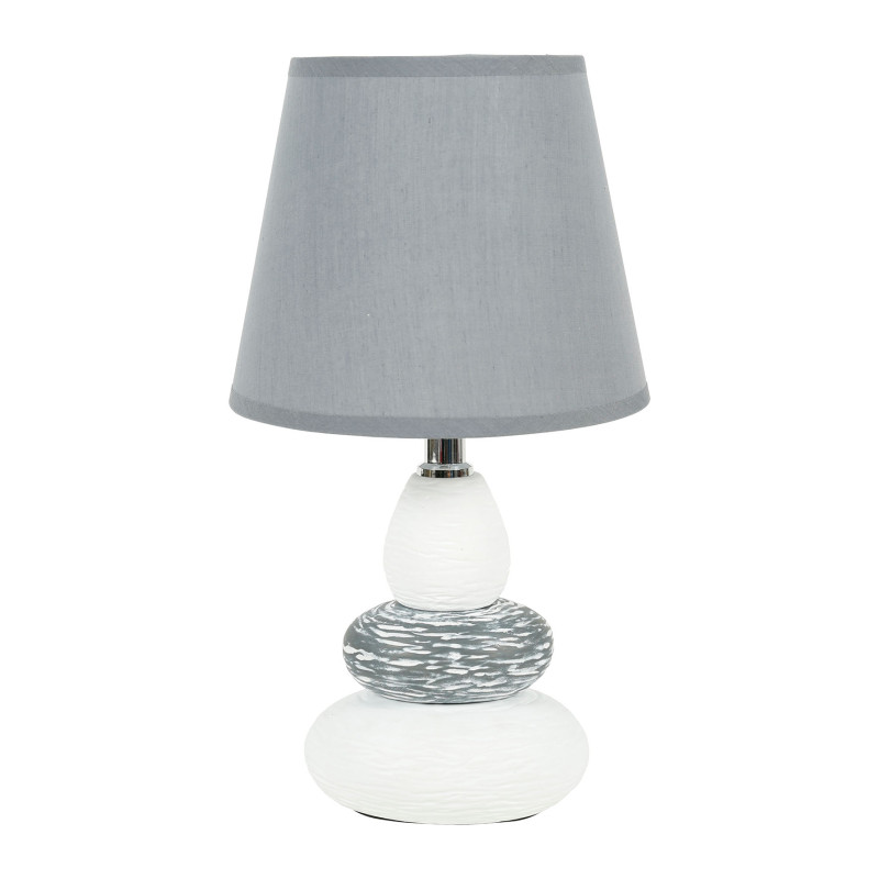 LAMPE GALET CERAMIQUE TEXTUREE BLANC GRI