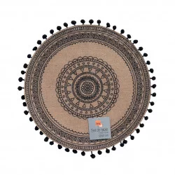 SET DE TABLE RENATA NOIR D38cm JUTE IMPRIMÉ