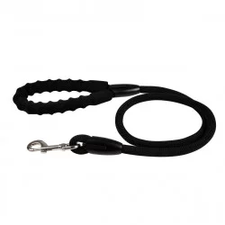 LAISSE CORDE NOIR AVEC POIGNEE MOUSSE NY