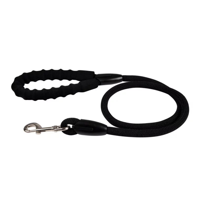 LAISSE CORDE NOIR AVEC POIGNEE MOUSSE NY