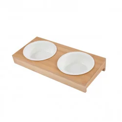 SET DE 2 GAMELLES + SUPPORT BAMBOU PM D1