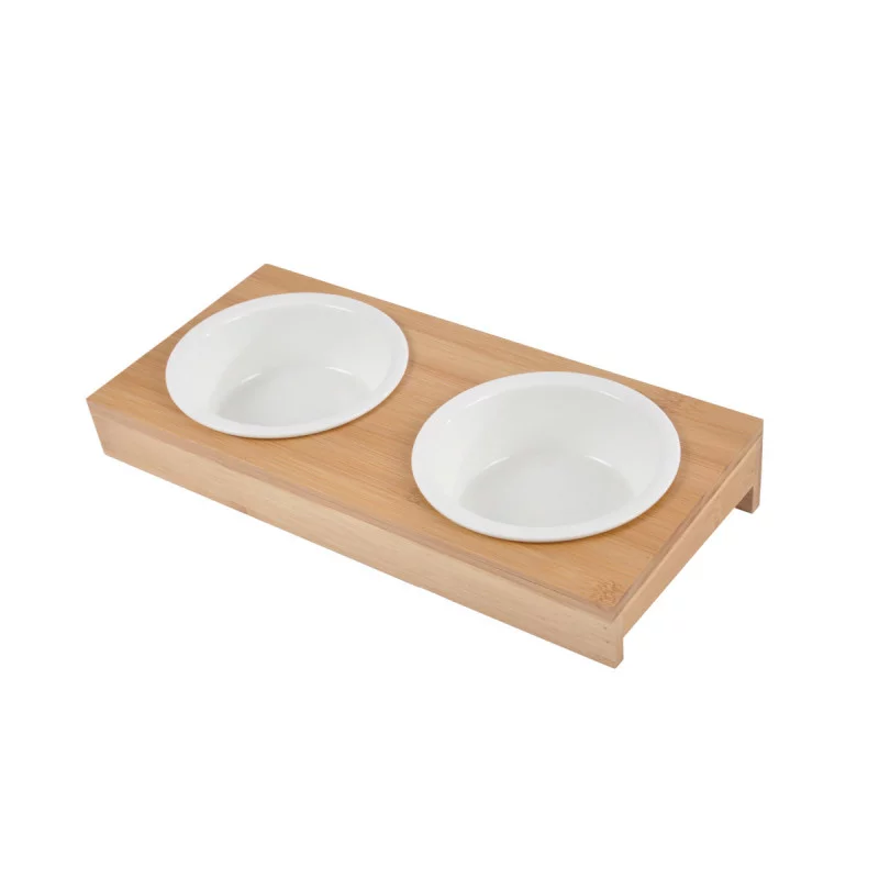 SET DE 2 GAMELLES + SUPPORT BAMBOU PM D1