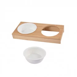 SET DE 2 GAMELLES + SUPPORT BAMBOU PM D1