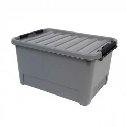 BOX GRIS CLIP 25L PLASTIQUE RECYCLE 44x
