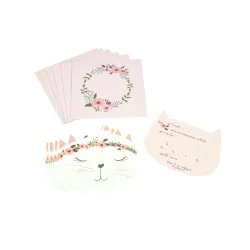 INVITATIONS X6 BOHO CHAT +ENVELOPPES ANN