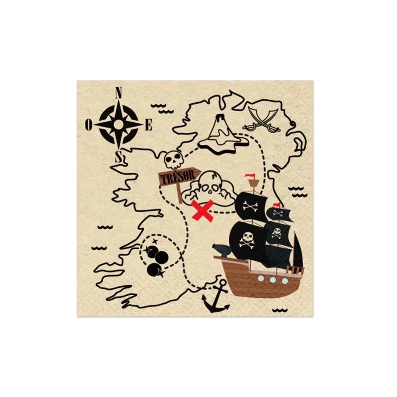 SERVIETTES X20 PIRATES 33*33CM EN PULPE