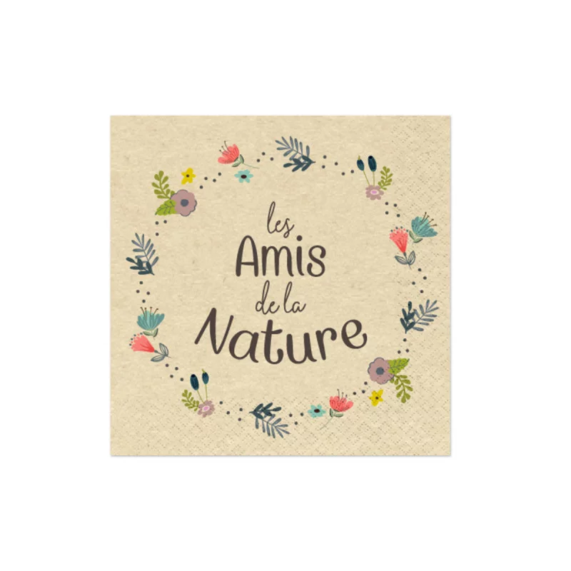 SERVIETTES X20 AMIS NATURE 33*33CM EN PU