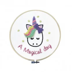 KIT COMPLET LICORNE TAMBOUR A BRODER PUN