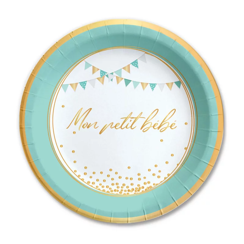 ASSIETTES x6 BABY SHOWER GARCON