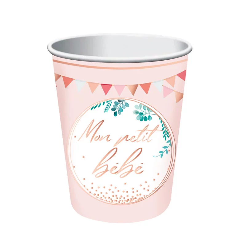 GOBELETS x6 BABY SHOWER FILLE