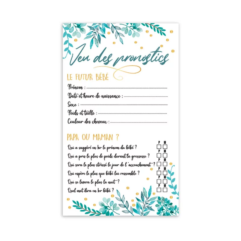 FEUILLES x6 JEU BABY SHOWER