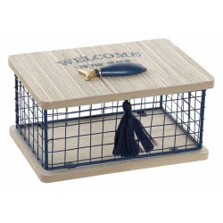 BOITE POISSON MDF METAL 20,5X11,5X11