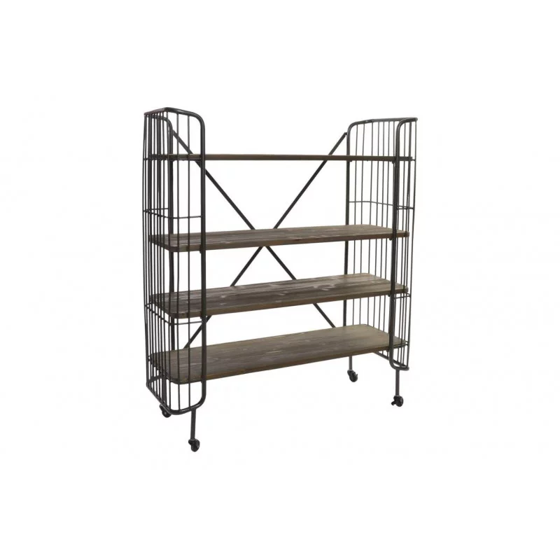 ETAGERE METAL BOIS 120X21X142 4 TABLETTE