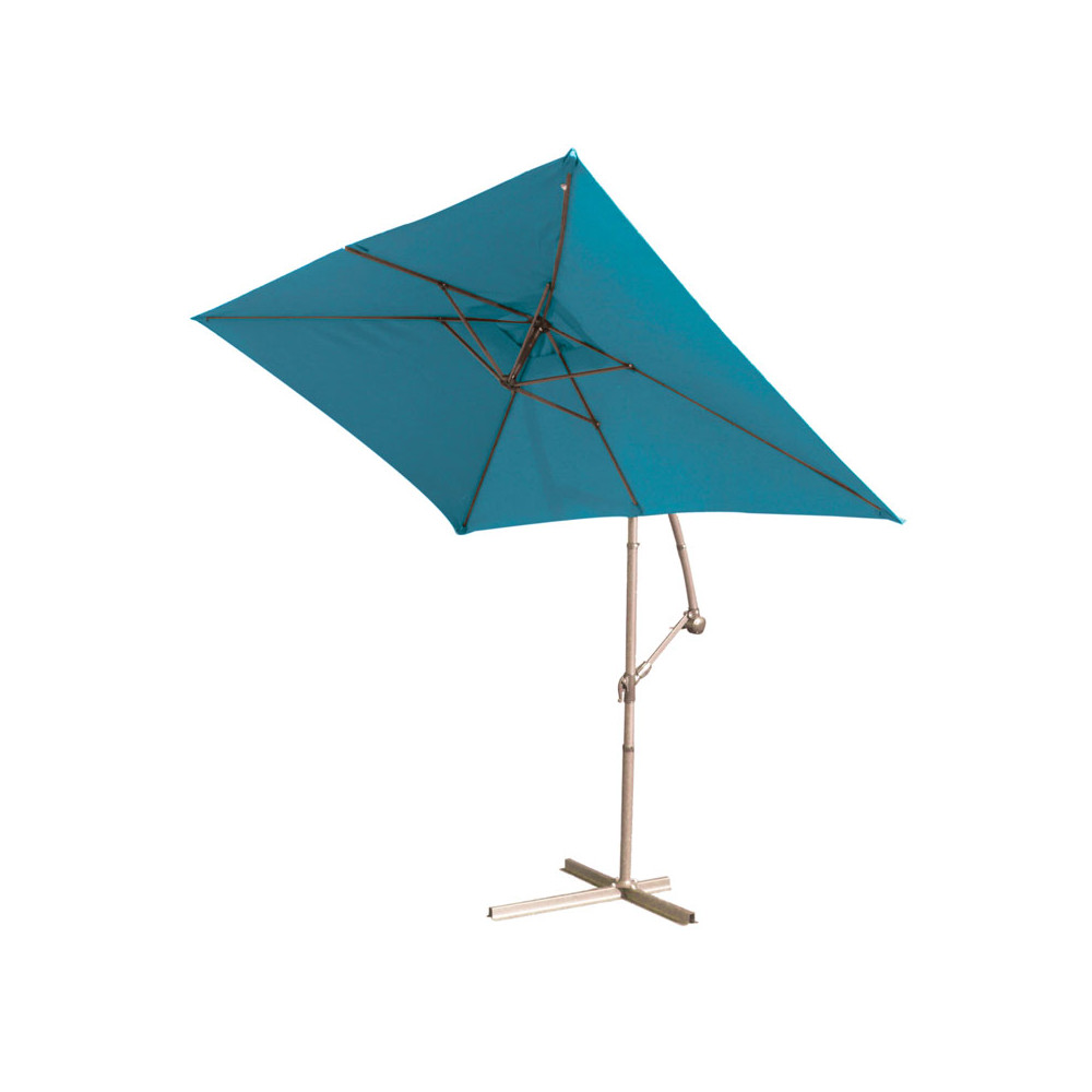 Parasol déporté bleu canard 3x2m Parasol déporté bleu canard 3x2m