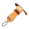 JOUET PELUCHE CHIEN + POIGNEE 34CM BRUN