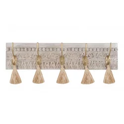 PATÈRE 5 TÊTES EN BOIS MDF ET MÉTAL PLUMERIA 50x20x7cm