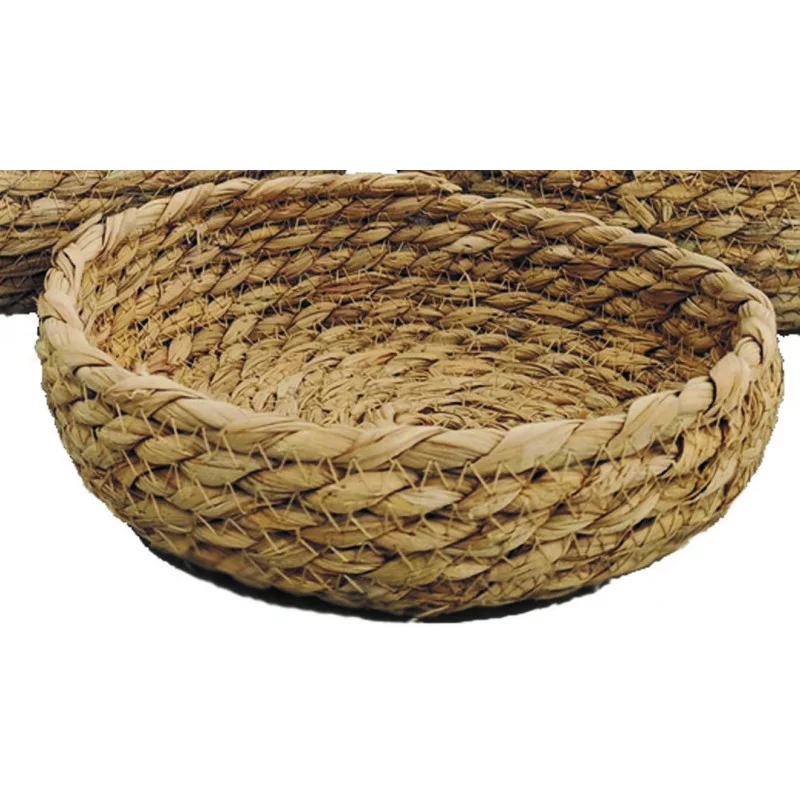 CORBEILLE BASSE EN JONC NATUREL D19 H6CM