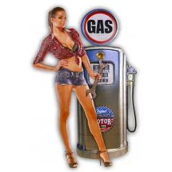 PLAQUE RÉTROMOBILE EN MÉTAL GAS 56x85x1,5cm